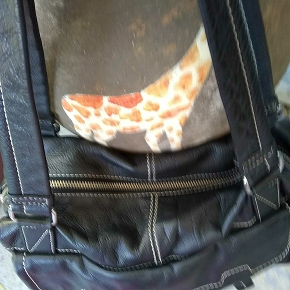 BANANA REPUBLIC BLACK LEATHER SHOULDER BAG - Picture 6 of 8